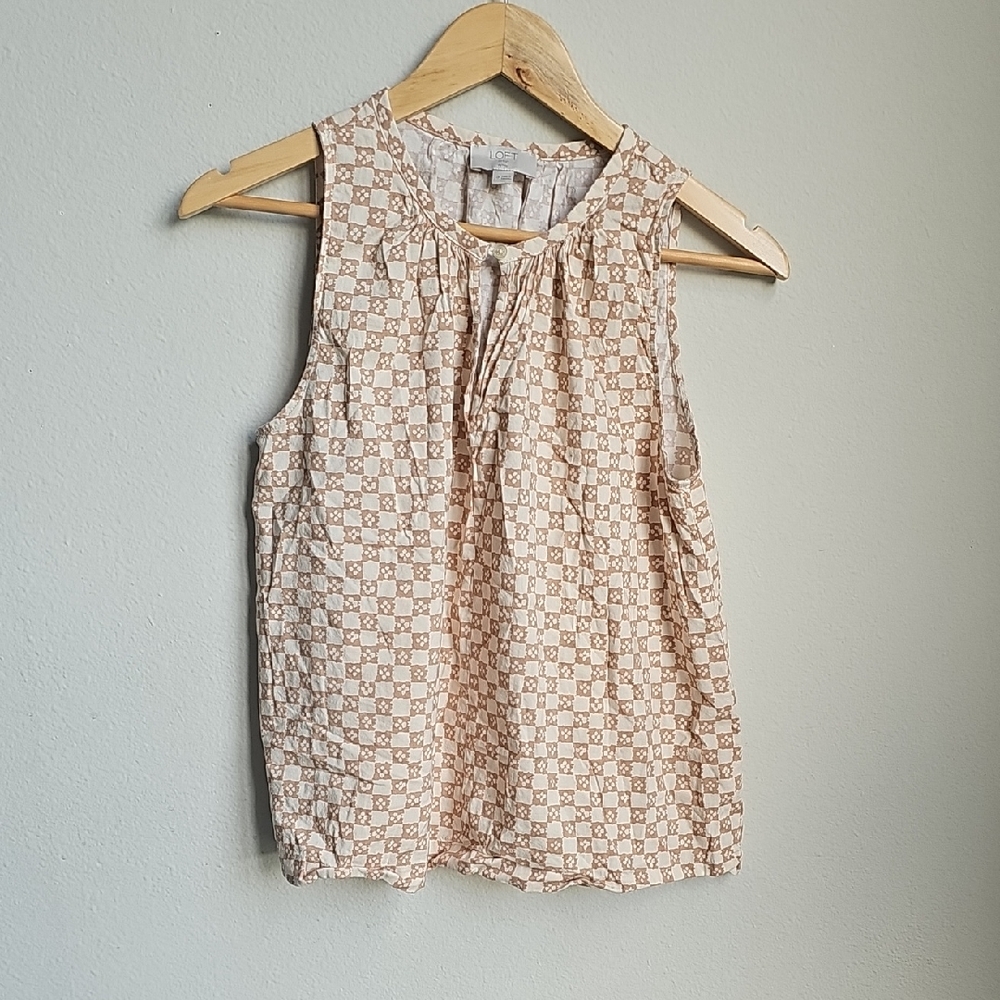 LOFT Beige Geometric Tank Top